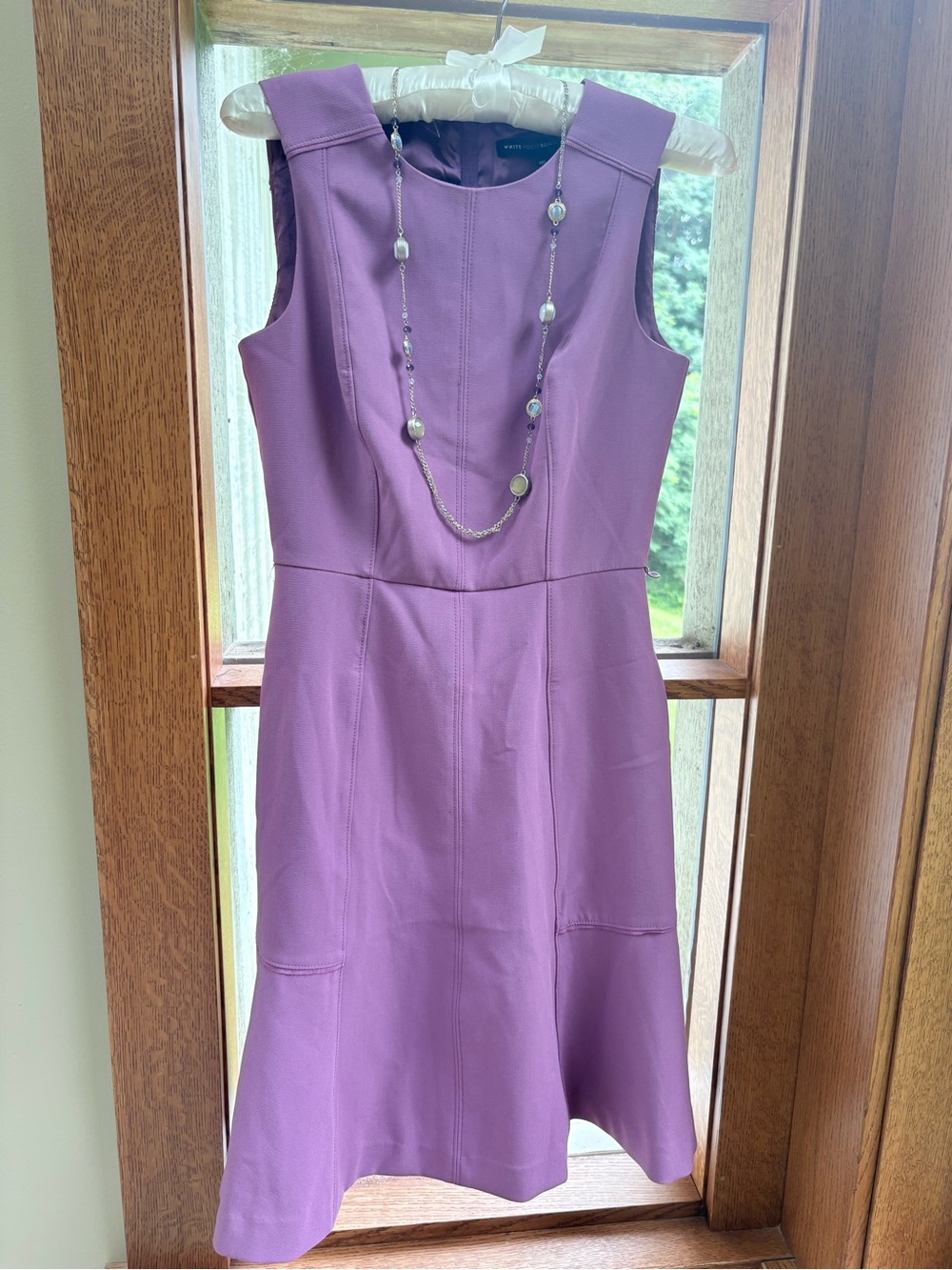 WHBM Mauve Sleeveless Purple Fit-and-Flare Dress & Necklace Set 00